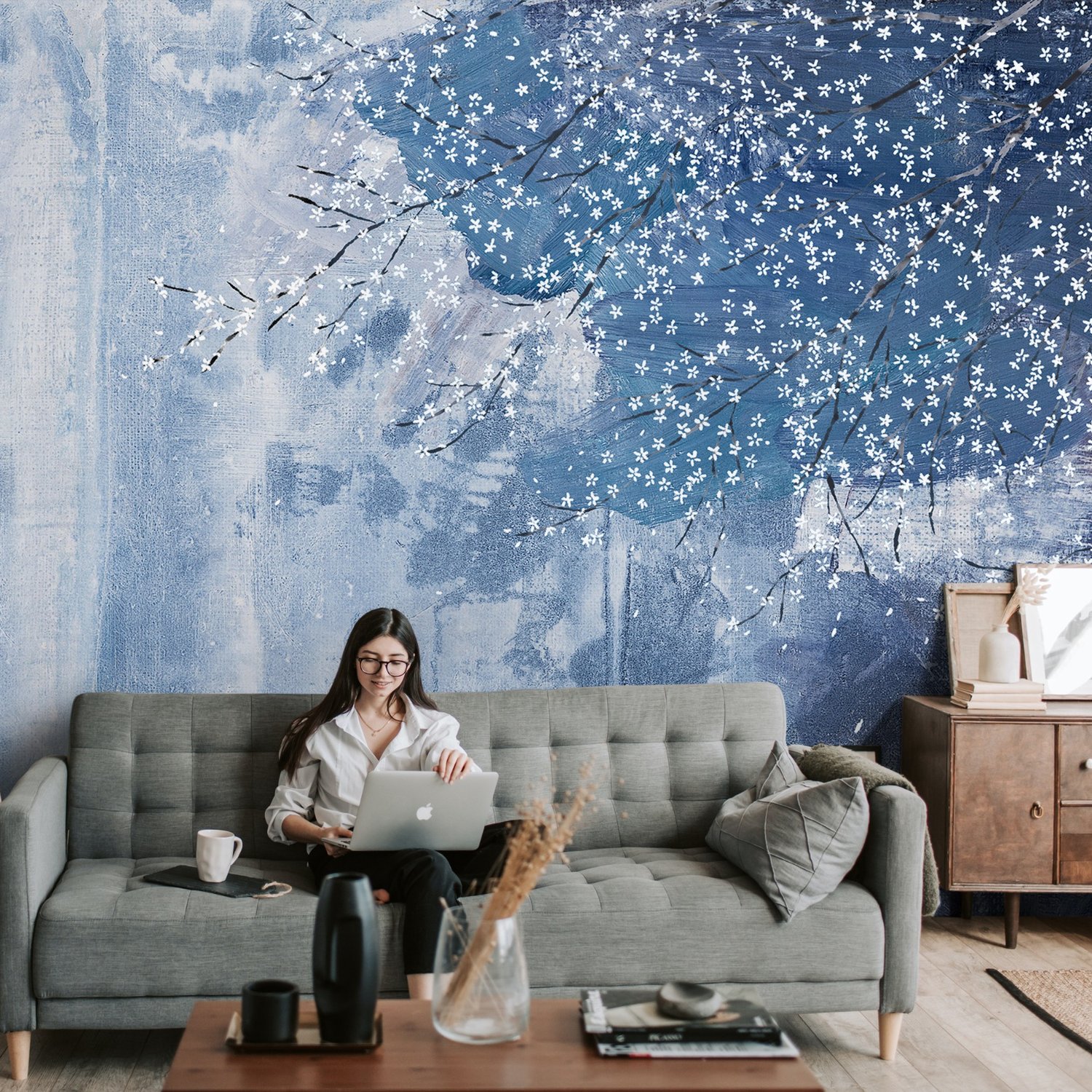 Oil Painting Winter Landscape Wallpaper Mural - Peel and Stick