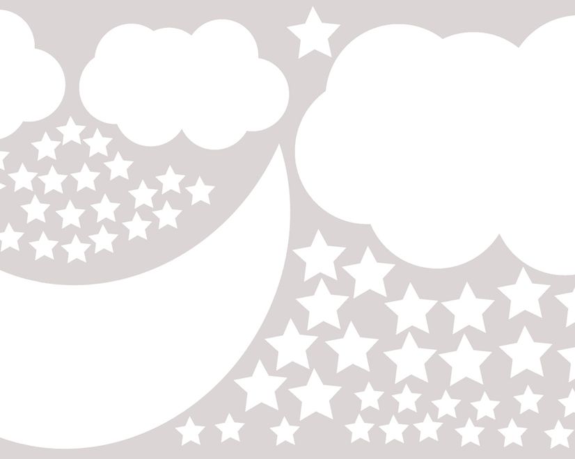 Nursery White Crescent Moon with Clouds Wall Decal Sticker
