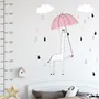 Kids Cute Giraffe with Colorful Raindrops and White Clouds Wall Decal Sticker