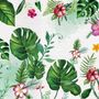 Colorful Mirabilis Flowers and Tropical Leaves Wallpaper Mural