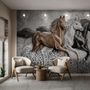 3D Embossed Look Horses Wallpaper Mural