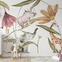 Fototapete Tropische Tiere im Kinderzimmer mit Blumen