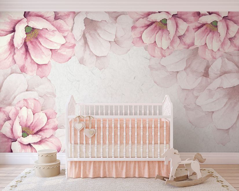 Pastel Pink Flower Wallpaper Mural