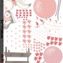 Lapin mignon avec des ballons roses et des petites fleurs Stickers muraux
