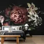 Dark Floral Bouquet with Red Peony and Lily Wallpaper Mural
