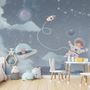 Soft Shining Planets and Astronaut for Boys Space Wallpaper Mural