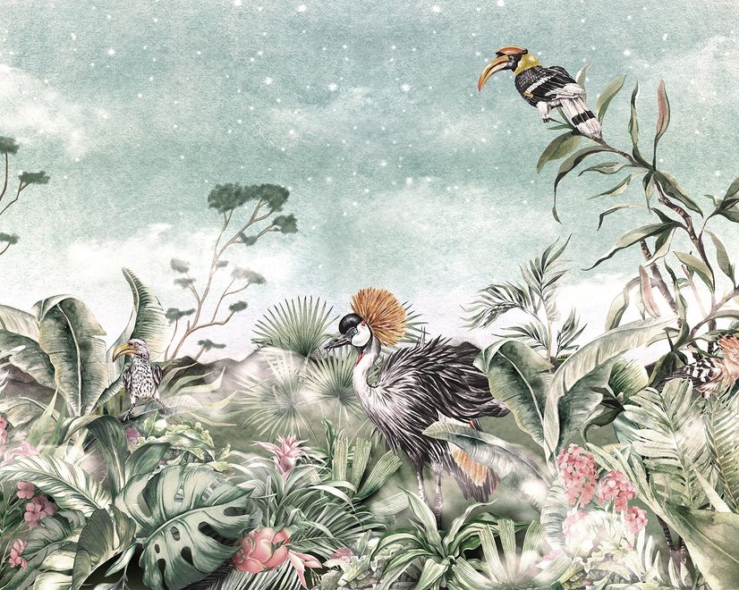 Vintage Historic Paradise Bird Art Wallpaper Mural
