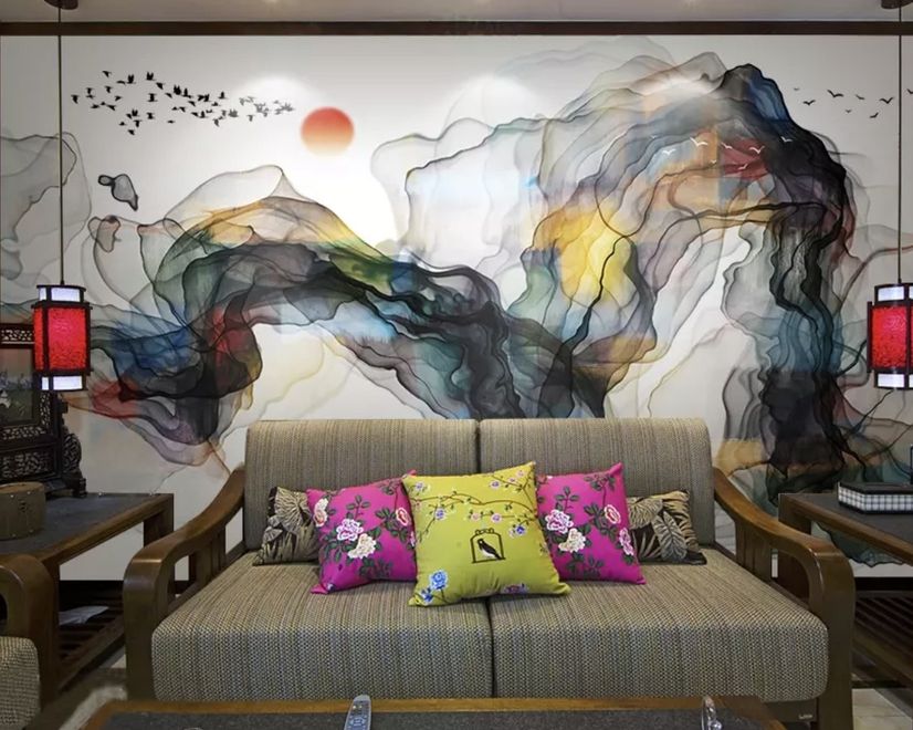 Watercolor Colorful Abstract Smoke Wallpaper Mural