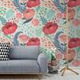 Watercolor Corn Poppy Floral Wallpaper Mural