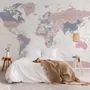 Pink and Purple Political World Map Wallpaper Mural