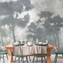 Monochrome Forest Silhouette Landscape Wallpaper Mural
