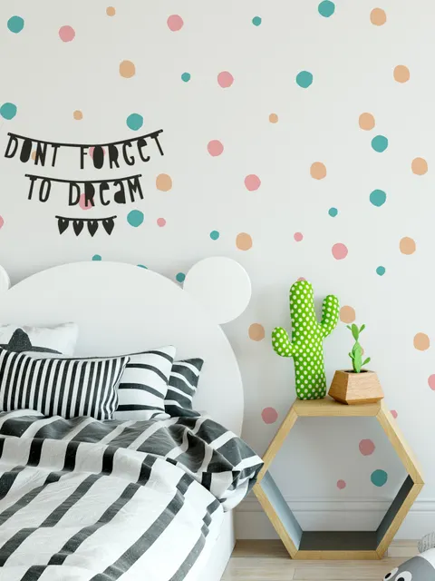 Pink Blue Colorful Doodle Polka Dots Wall Decal Sticker