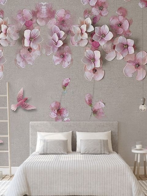 Cherry Blossom with Pink Birds Wallpaper Mural