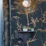 Goldene Faux Baumblütenzweig Silhouette mit Vögeln Fototapete