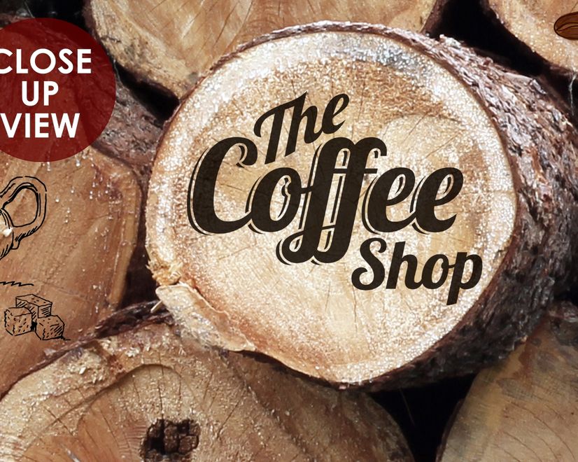 Coffee Shop with Wood Wall Wallpaper Mural