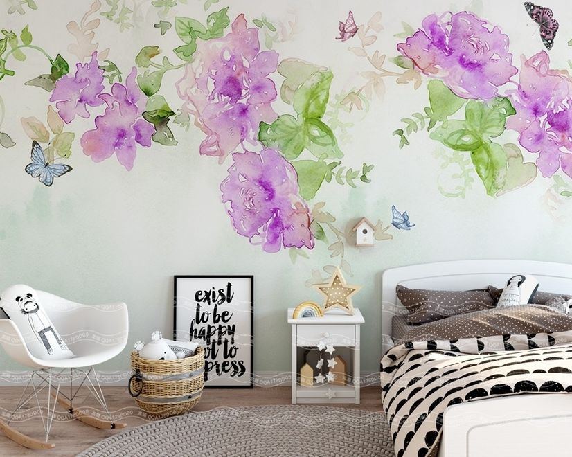 Watercolor Peony Floral Wallpaper Mural