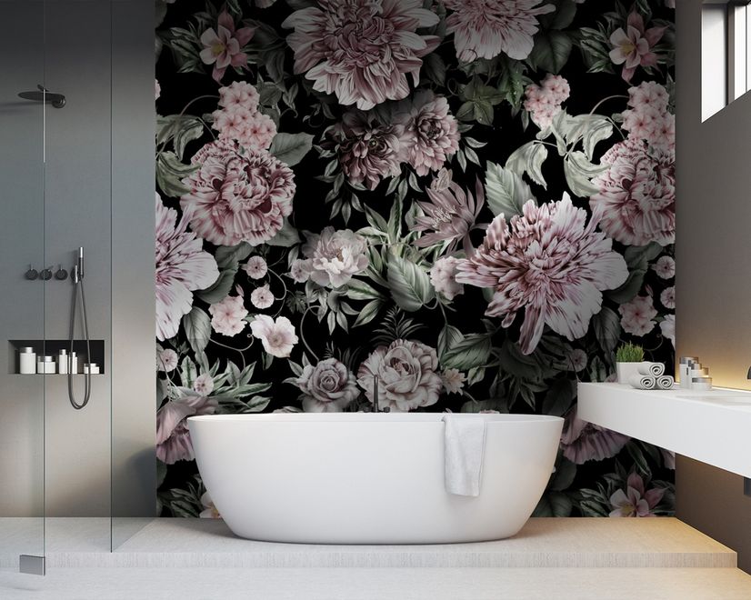Florals With Green Leafs Wallpaper Mural
