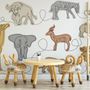 Papier peint panoramique art animalier abstrait au trait