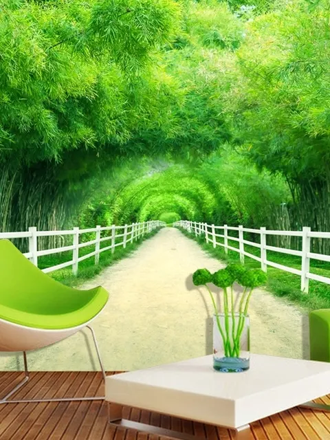 Papier peint panoramique paysage forestier effet 3D