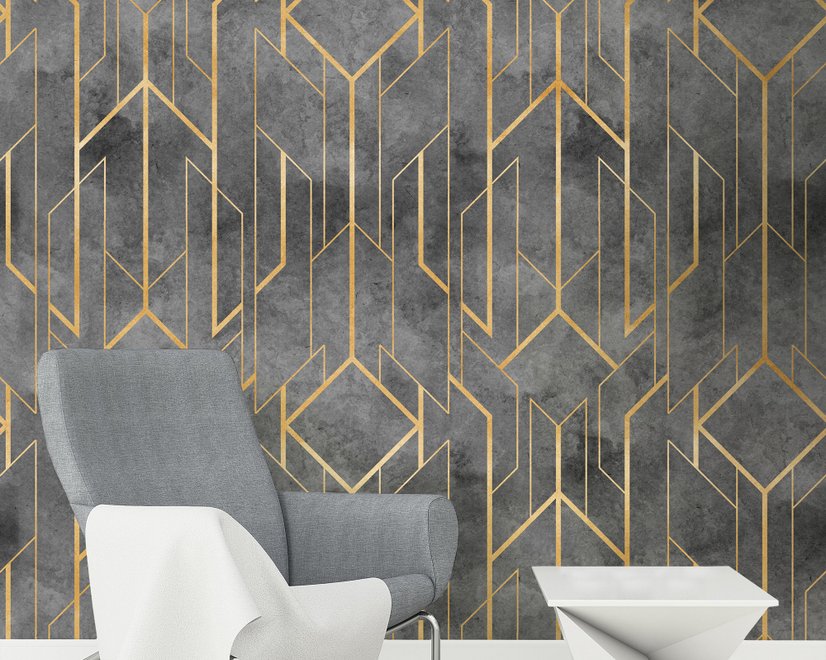 Rhombus Geometric Lines Art Deco Wallpaper Mural