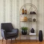 Green aesthetic wallpaper with sage leafy sprigs, fine vertical rules and dotted borders on cream ivory