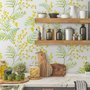 Papier peint panoramique floral aux herbes jaunes