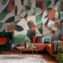 Modern Abstract Art with Retro Colorful Geometric Wallpaper Mural