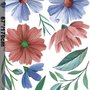Blau Rotes Aquarell Gänseblümchen Blumenstrauß Wandtattoo