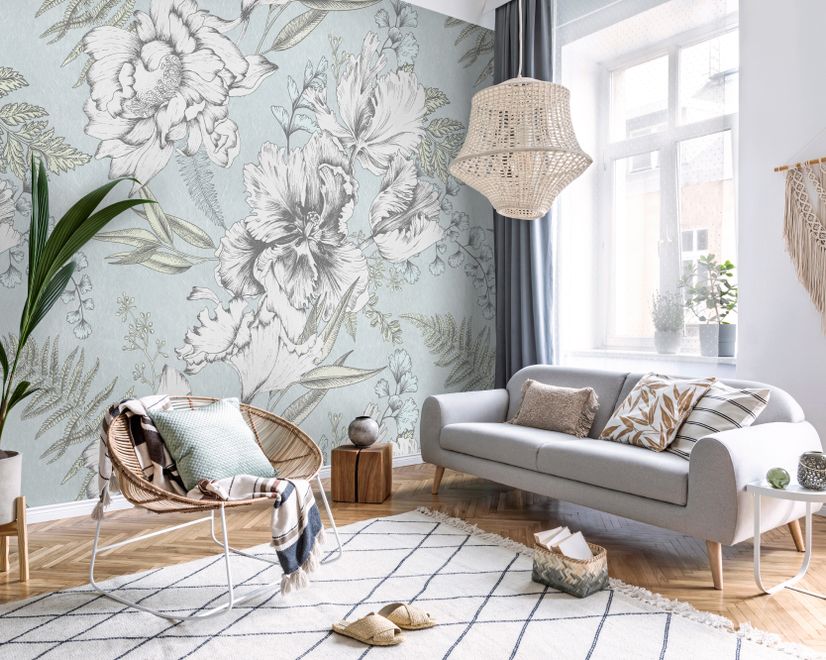 Drawing Floral Bouquet Art Wallpaper Mural