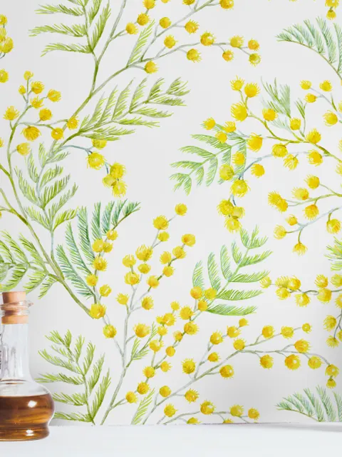 Gelbe Kräuter Fototapete mit Blumenmotiv