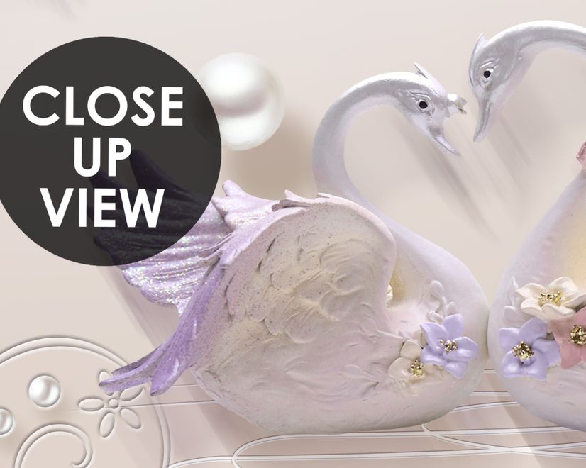 3D Embossed Look Tulip Floral with Swan Wallpaper Mural