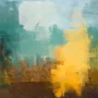 Watercolor Style Green Yellow Abstract Painting Wallpaper Mural