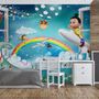 Cartoon Boo Monsters and Hot Air Balloon Wallpaper Mural