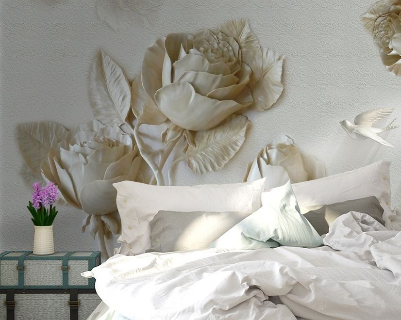 3D-geprägte Look-Rosen-Skulptur Fototapete