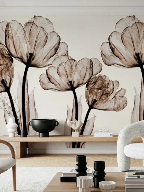 Papier peint panoramique floral transparent