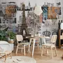 Eiffel Tower and Country Typography Wallpaper Mural