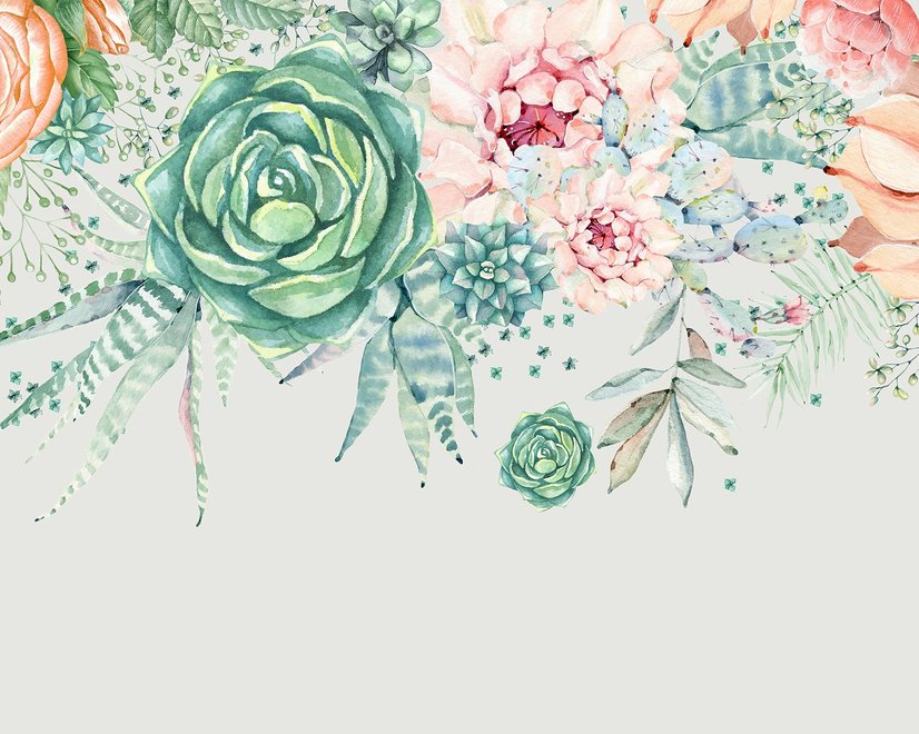 Nostalgic Soft Green Vine Floral Art Wallpaper Mural