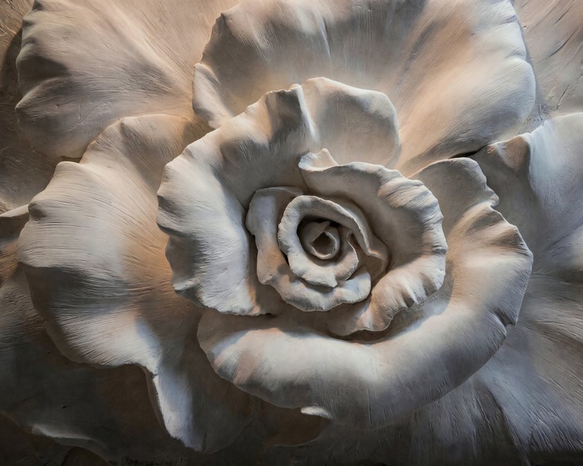 3D Embossed Look Cement Roses Wallpaper Mural