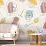 Artist Face Line Art with Colorful Abstract Brush Wallpaper Mural