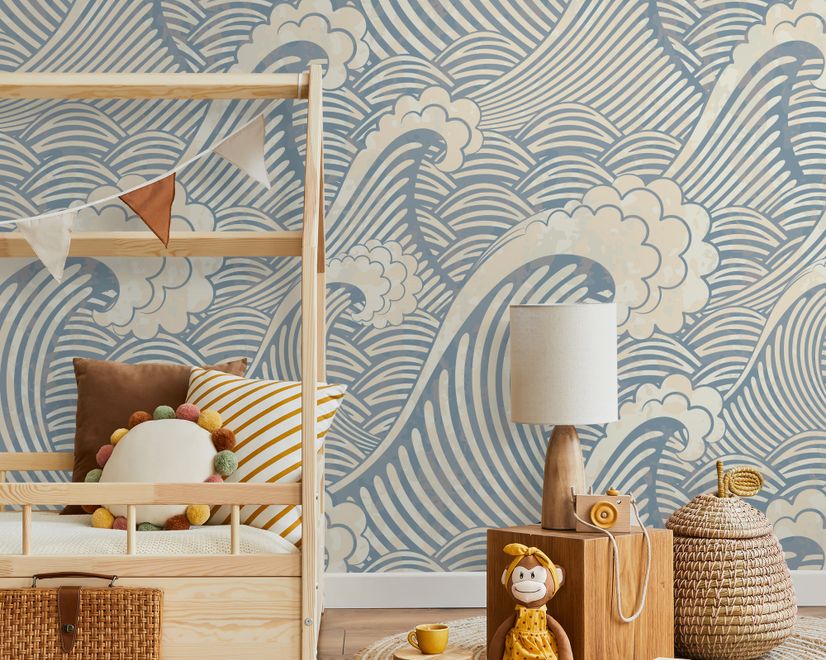 Watercolor Ocean Waves Wallpaper Mural