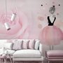 Papier peint Ballerine et roses roses