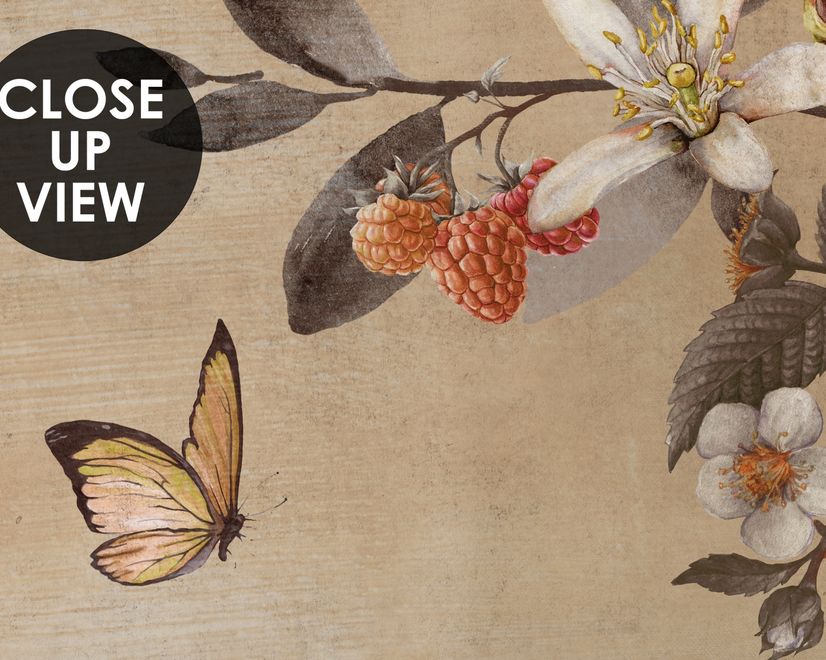 Watercolor Chinoiserie Fruit Trees Wallpaper Mural