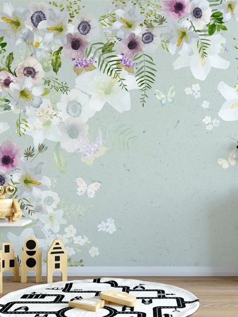 Purple Gray Poppy Flowers Wallpaper Mural