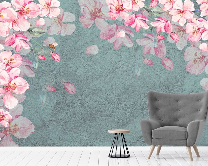 Cherry Blossom Pink Sakura Floral Wallpaper Mural
