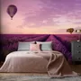 Serene Sunset Lavender and Balloon Landscape Wallpaper Mural