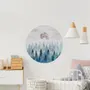 Foggy Forest with Rising Moon Landscape Circle Wall Decal Sticker