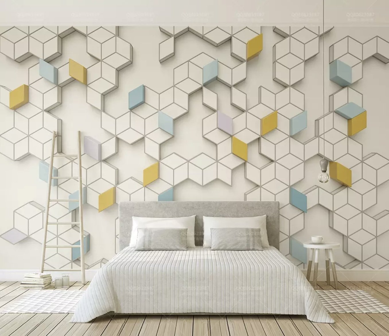 Geometric Honeycomb Pattern Wallpaper Mural - Peel and Stick