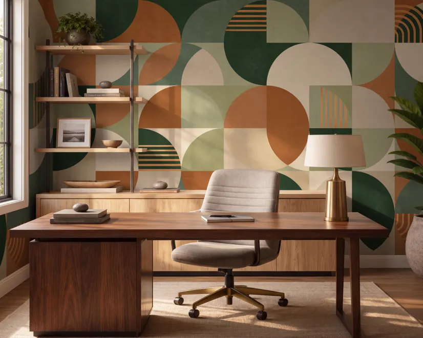 Retro Abstract Geometric Shapes Wallpaper Mural