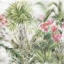Watercolor Tropical Leaf and Flowers Wallpaper Mural