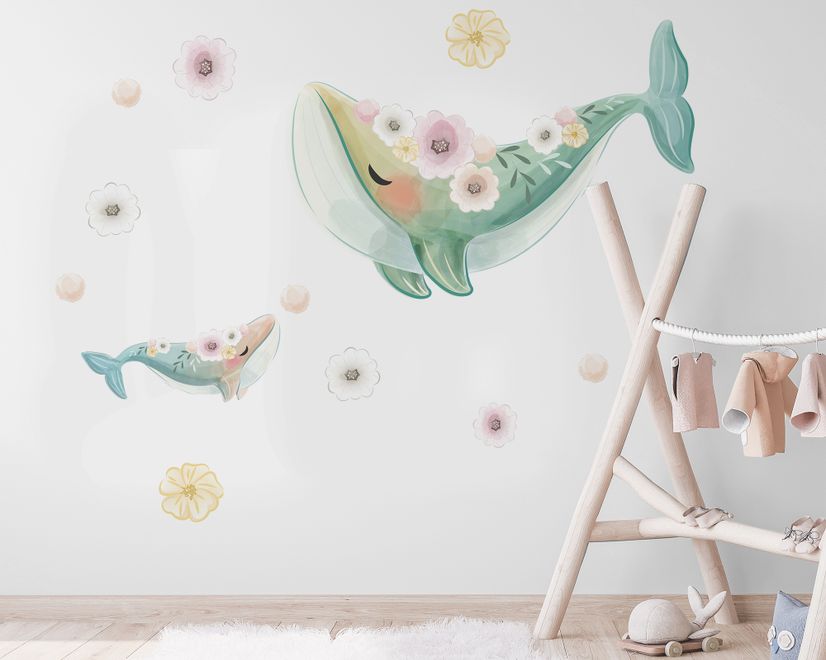 Kids Cute Whale Sea Animals Wall Decal Sticker